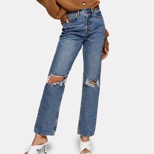 Topshop Blue Straight Leg Jeans